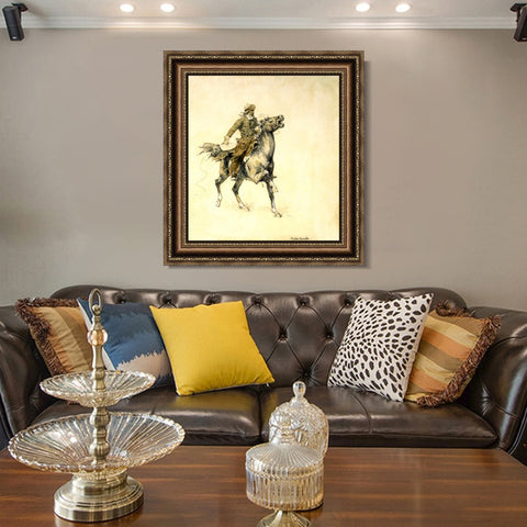 INVIN ART Framed Canvas Art Giclee Print HUSSAR, RUSSIAN GUARD CORPSE by Frederic Remington Wall Art Living Room Home Office Decorations