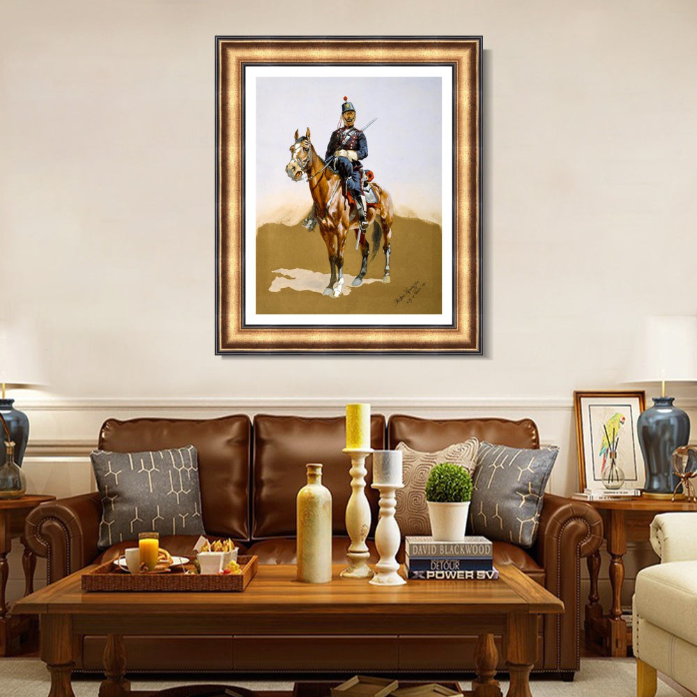 INVIN ART Framed Canvas Art Giclee Print The Gendarme by Frederic Remington Wall Art