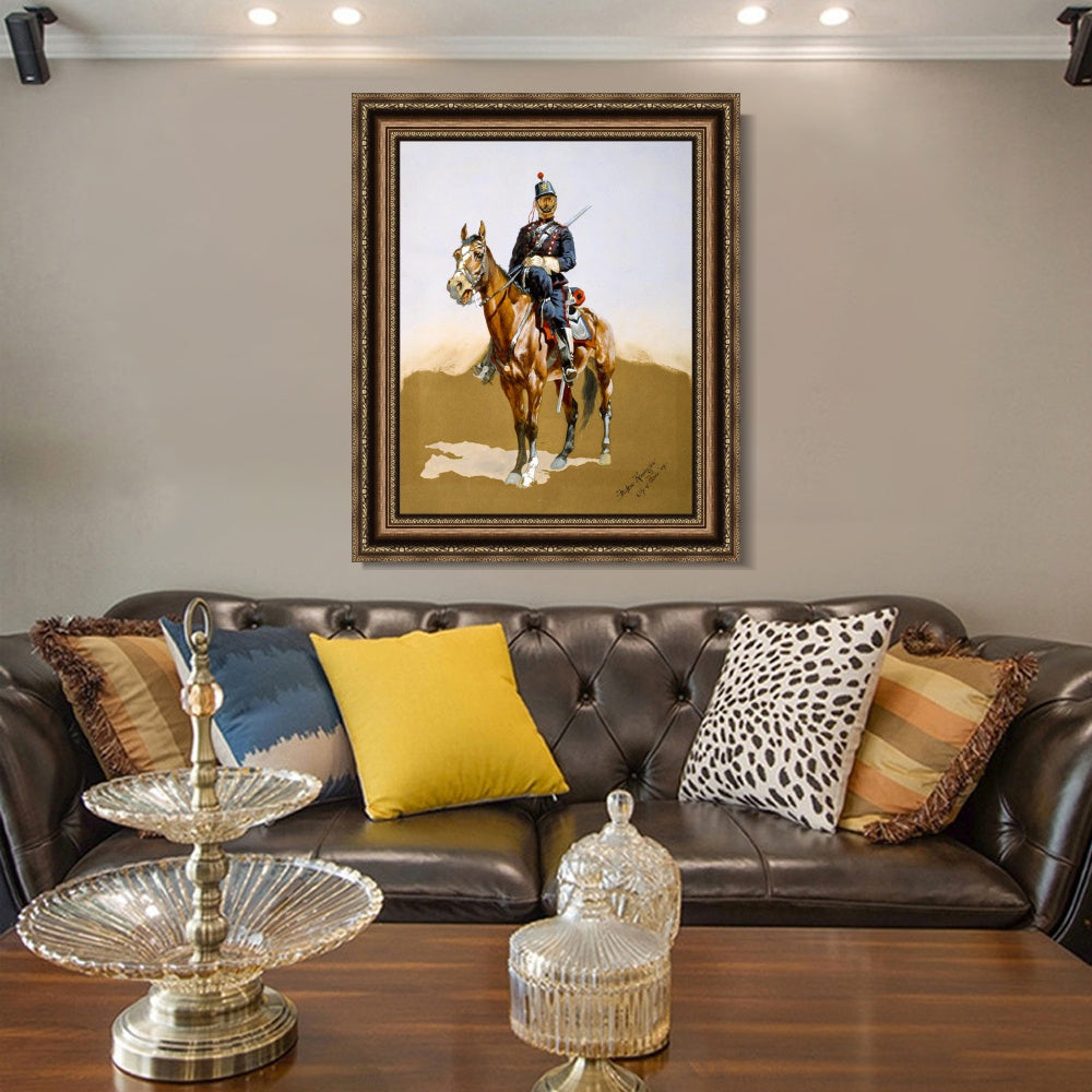 INVIN ART Framed Canvas Art Giclee Print The Gendarme by Frederic Remington Wall Art