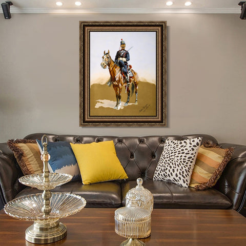 INVIN ART Framed Canvas Art Giclee Print The Gendarme by Frederic Remington Wall Art Living Room Home Office Decorations
