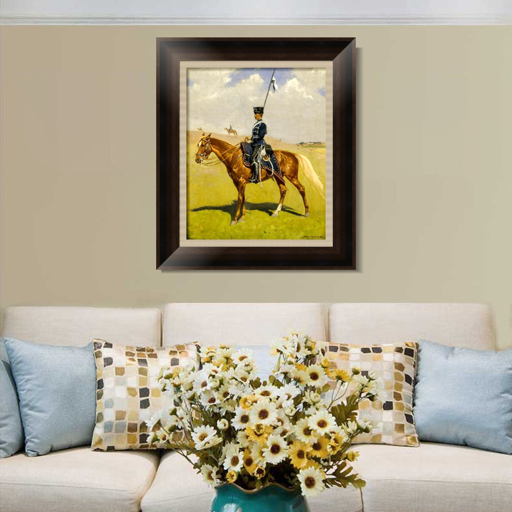 INVIN ART Framed Canvas Art Giclee Print The_Hussar by Frederic Remington Wall Art
