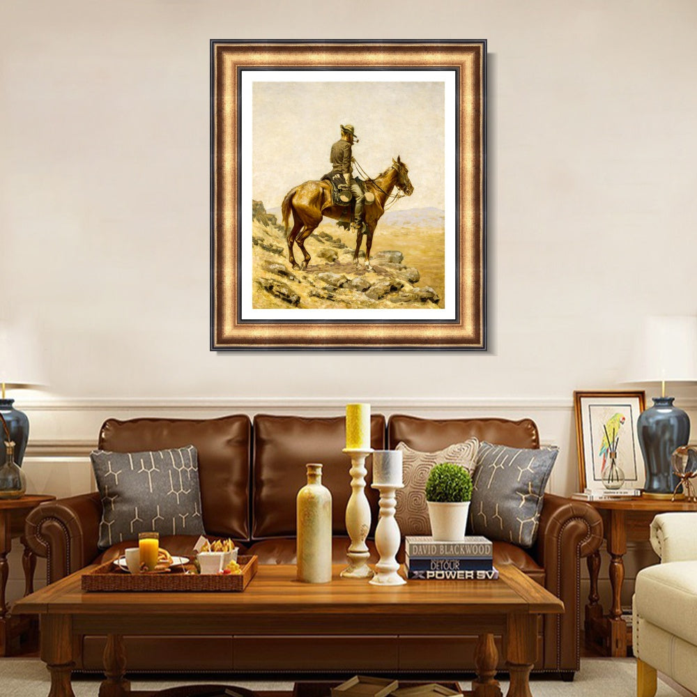 INVIN ART Framed Canvas Art Giclee Print The Lookout by Frederic Remington Wall Art