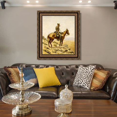 INVIN ART Framed Canvas Art Giclee Print The Lookout by Frederic Remington Wall Art Living Room Home Office Decorations