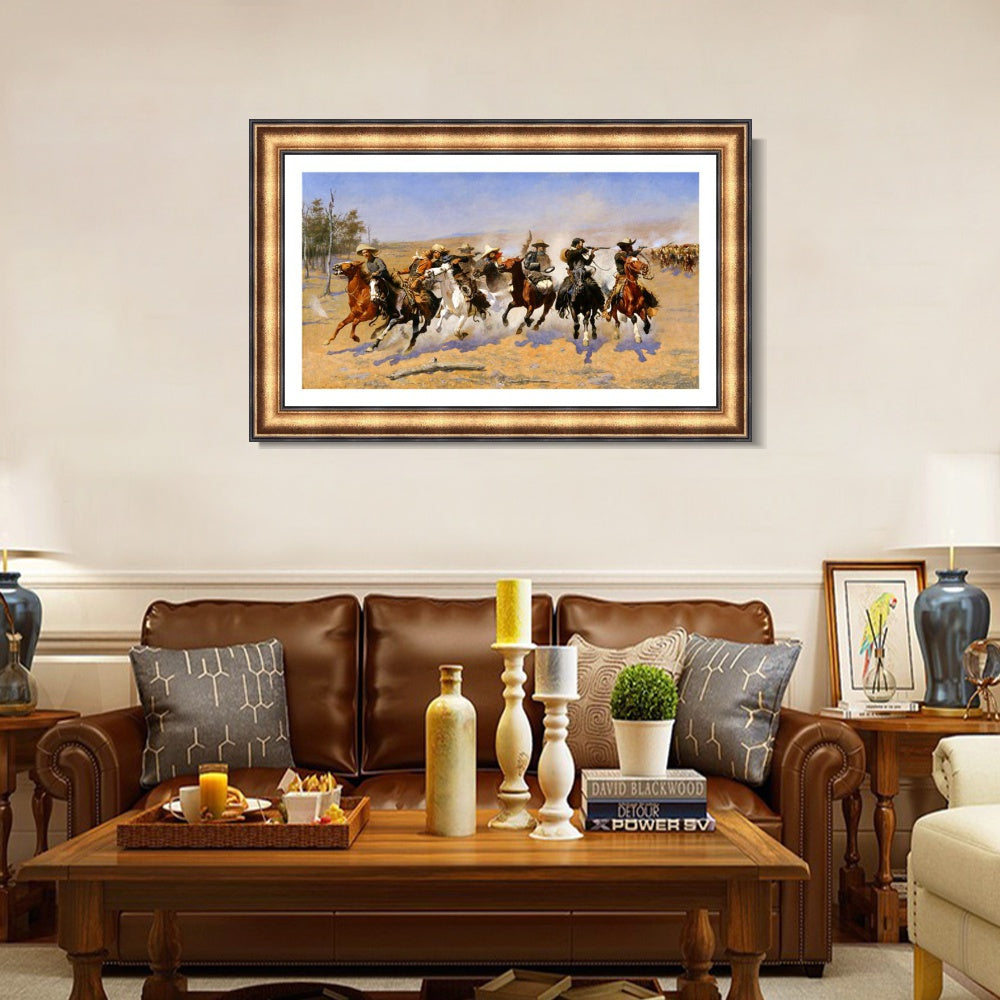 INVIN ART Framed Canvas Art Giclee Print A Dash for the Timber by Frederic Remington Wall Art