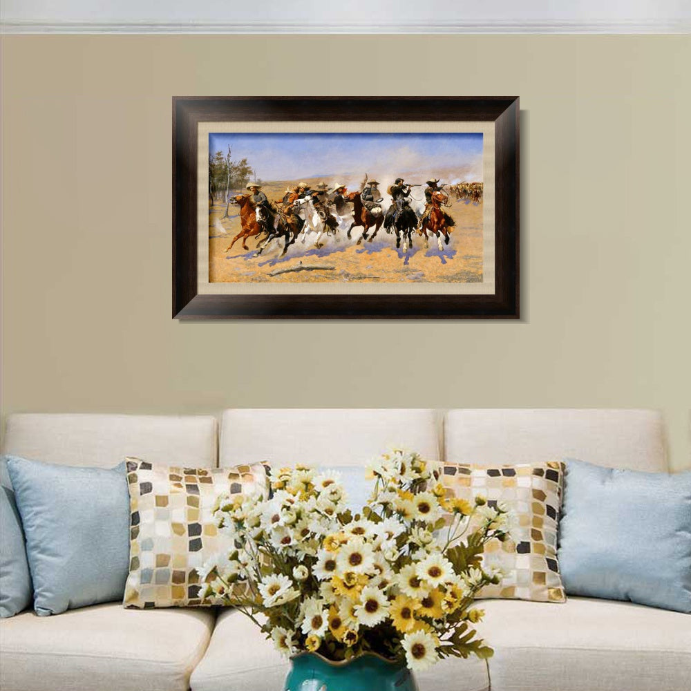 INVIN ART Framed Canvas Art Giclee Print A Dash for the Timber by Frederic Remington Wall Art