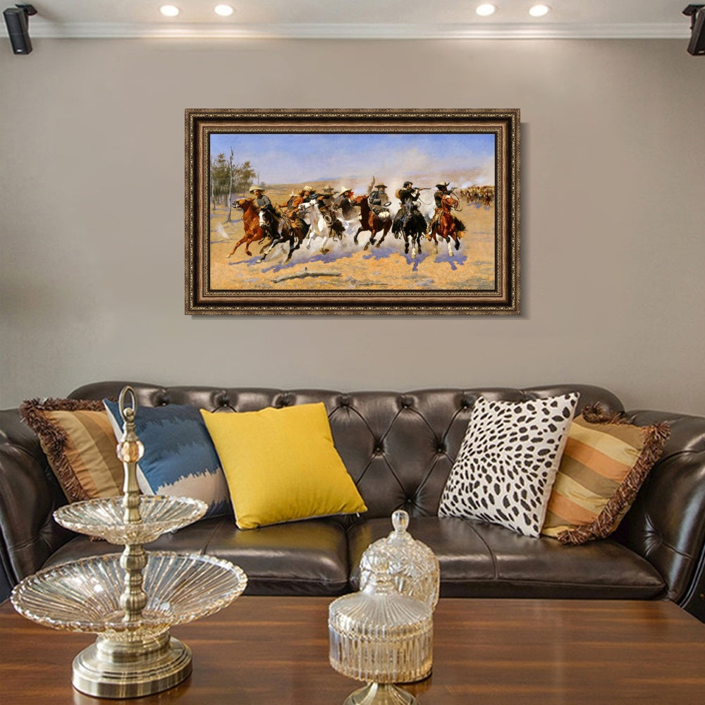 INVIN ART Framed Canvas Art Giclee Print A Dash for the Timber by Frederic Remington Wall Art