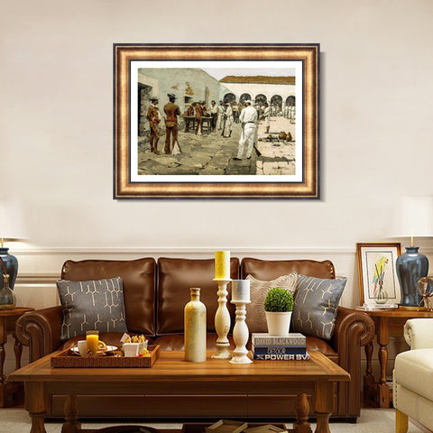 INVIN ART Framed Canvas Art Giclee Print The Mier Expedition by Frederic Remington Wall Art Living Room Home Office Decorations
