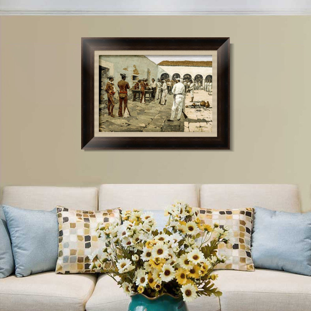 INVIN ART Framed Canvas Art Giclee Print The Mier Expedition by Frederic Remington Wall Art
