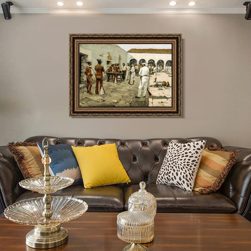 INVIN ART Framed Canvas Art Giclee Print The Mier Expedition by Frederic Remington Wall Art