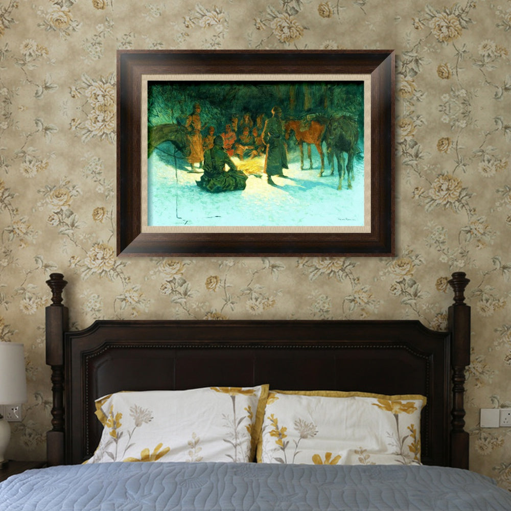 INVIN ART Framed Canvas Art Giclee Print A HALT IN THE WILDERNESS by Frederic Remington Wall Art