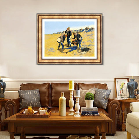 INVIN ART Framed Canvas Art Giclee Print CALL THE DOCTOR by Frederic Remington Wall Art Living Room Home Office Decorations