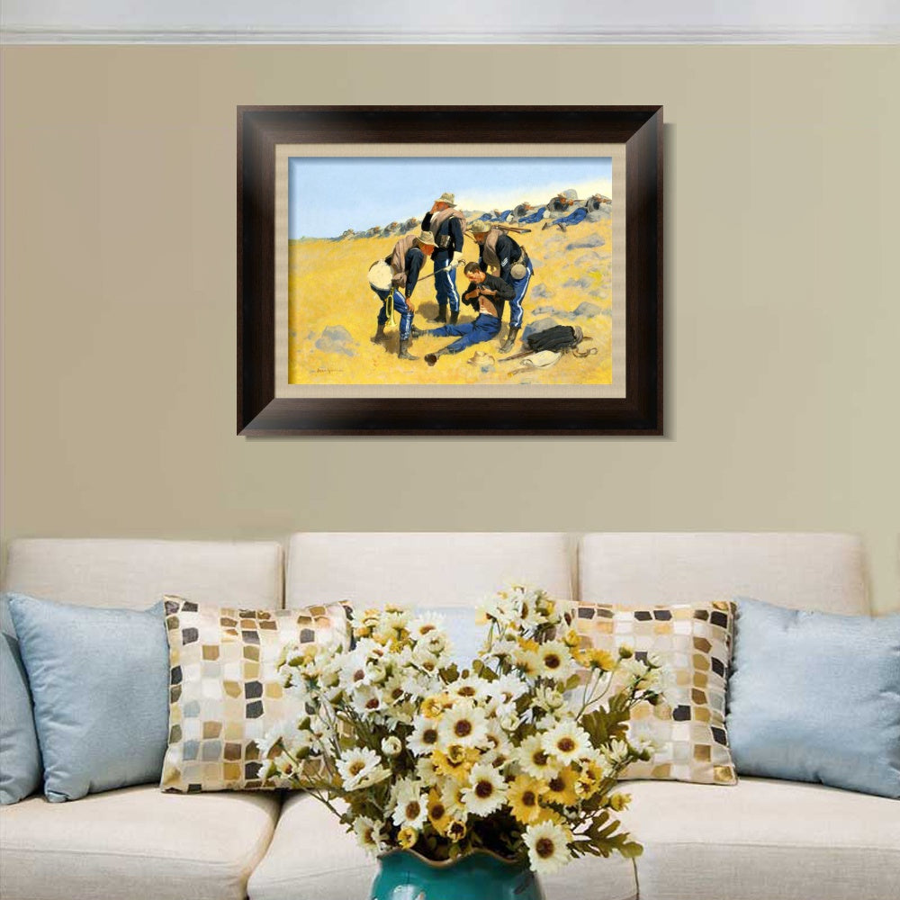 INVIN ART Framed Canvas Art Giclee Print CALL THE DOCTOR by Frederic Remington Wall Art
