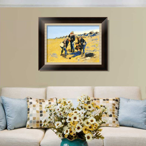 INVIN ART Framed Canvas Art Giclee Print CALL THE DOCTOR by Frederic Remington Wall Art Living Room Home Office Decorations