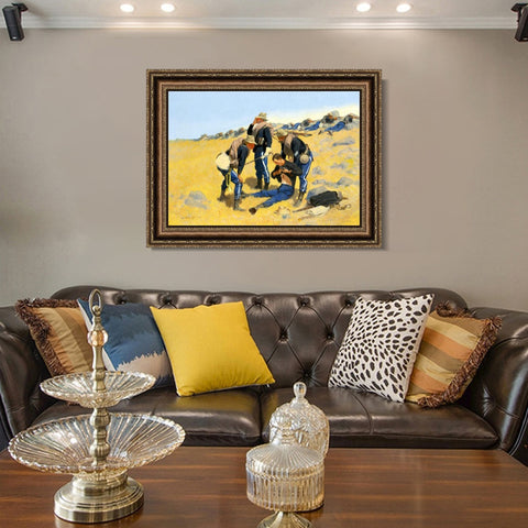 INVIN ART Framed Canvas Art Giclee Print CALL THE DOCTOR by Frederic Remington Wall Art Living Room Home Office Decorations