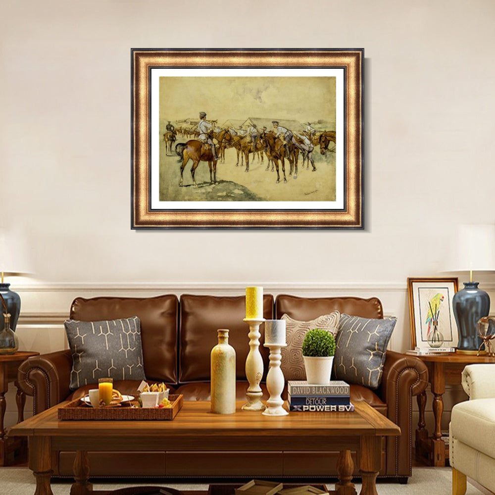 INVIN ART Framed Canvas Art Giclee Print A Call to Arms by Frederic Remington Wall Art