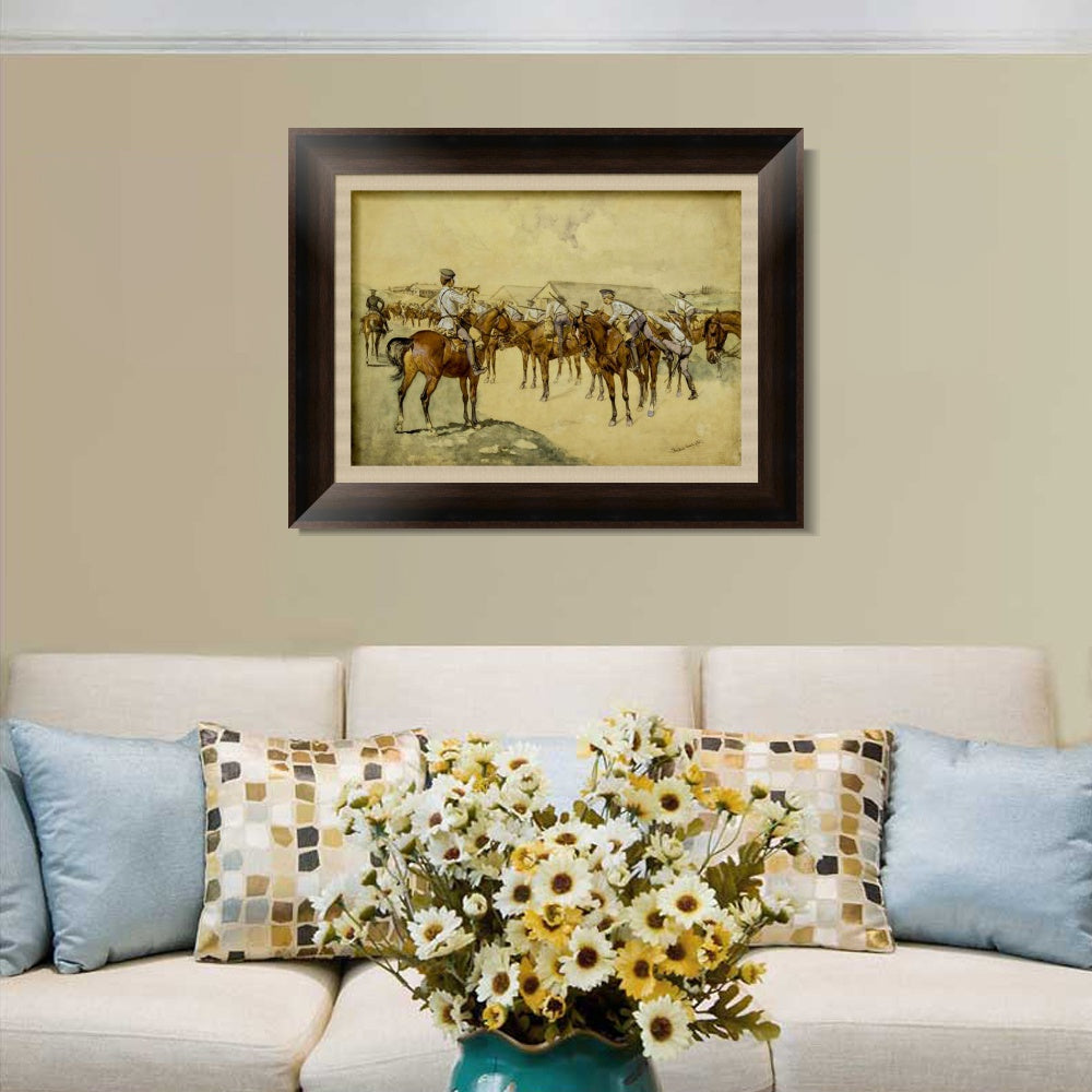 INVIN ART Framed Canvas Art Giclee Print A Call to Arms by Frederic Remington Wall Art