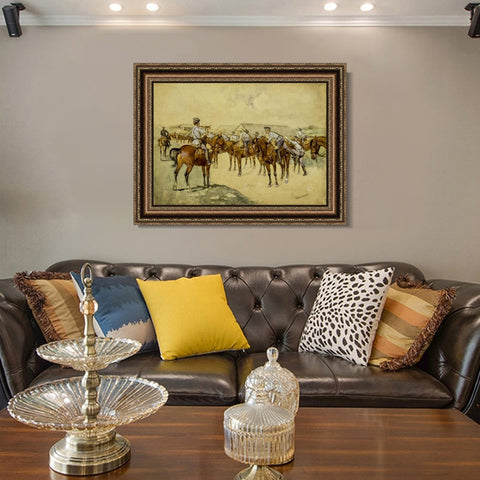 INVIN ART Framed Canvas Art Giclee Print A Call to Arms by Frederic Remington Wall Art Living Room Home Office Decorations