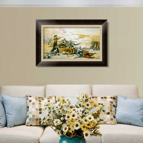 INVIN ART Framed Canvas Art Giclee Print Battle of Beecher's Island by Frederic Remington Wall Art Living Room Home Office Decorations
