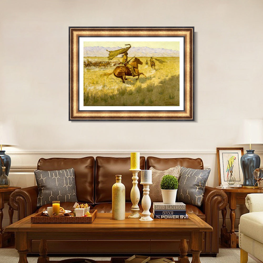 INVIN ART Framed Canvas Art Giclee Print Change of Ownership by Frederic Remington Wall Art
