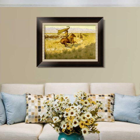 INVIN ART Framed Canvas Art Giclee Print Change of Ownership by Frederic Remington Wall Art Living Room Home Office Decorations