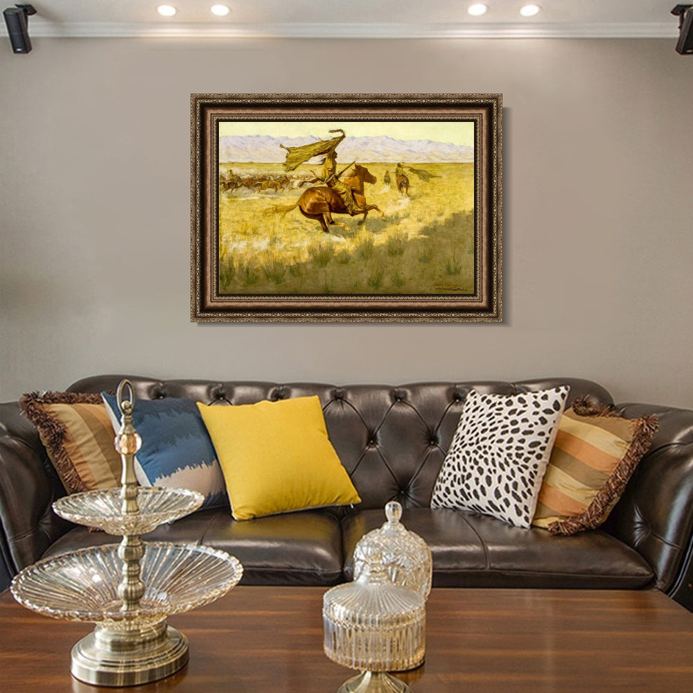 INVIN ART Framed Canvas Art Giclee Print Change of Ownership by Frederic Remington Wall Art