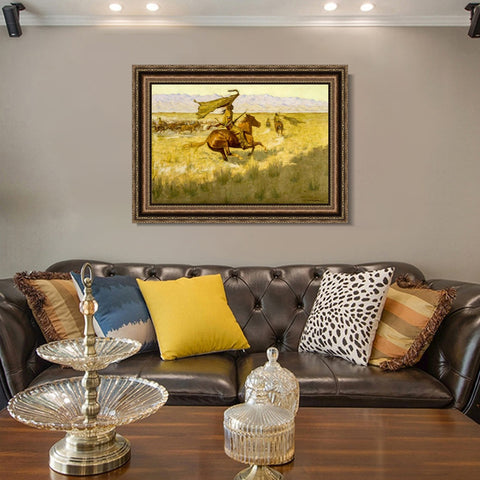 INVIN ART Framed Canvas Art Giclee Print Change of Ownership by Frederic Remington Wall Art Living Room Home Office Decorations