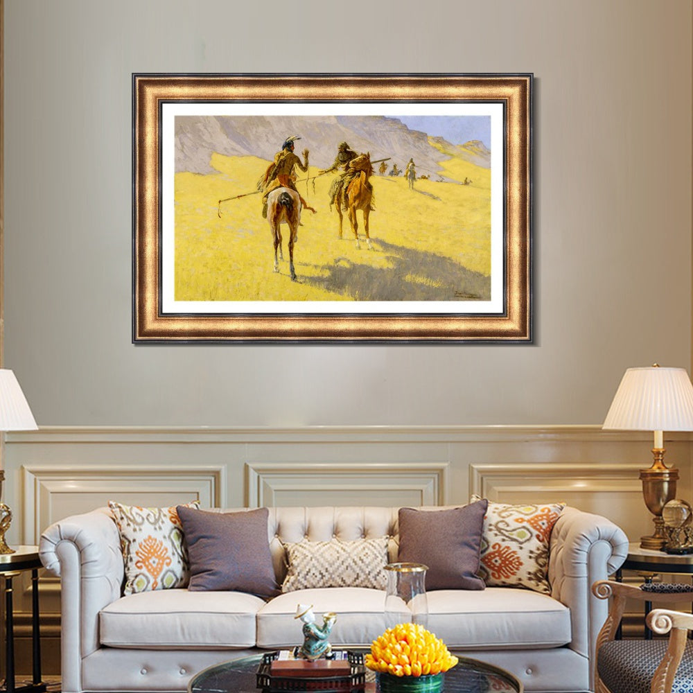 INVIN ART Framed Canvas Art Giclee Print The Parley by Frederic Remington Wall Art