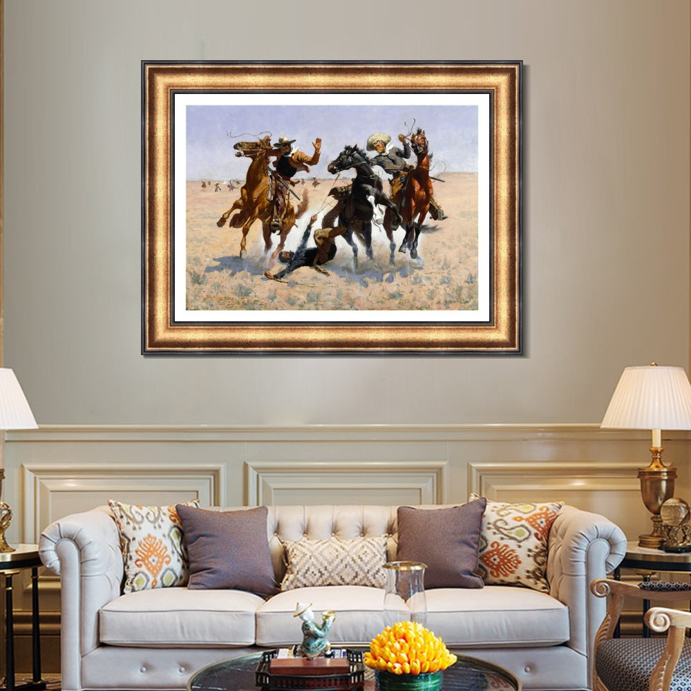 INVIN ART Framed Canvas Art Giclee Print Aiding a Comrade by Frederic Remington Wall Art