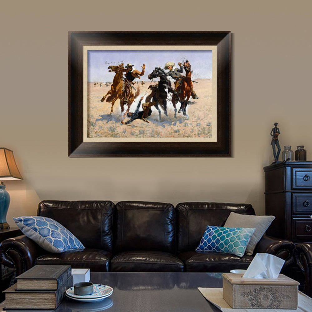 INVIN ART Framed Canvas Art Giclee Print Aiding a Comrade by Frederic Remington Wall Art