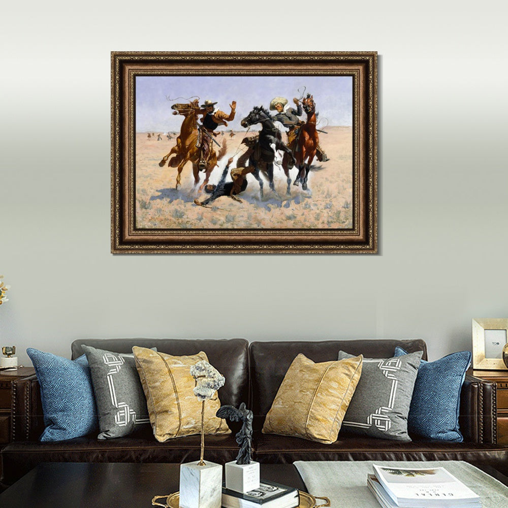 INVIN ART Framed Canvas Art Giclee Print Aiding a Comrade by Frederic Remington Wall Art