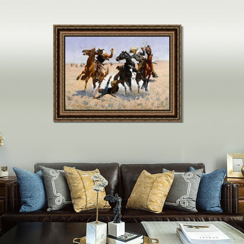 INVIN ART Framed Canvas Art Giclee Print Aiding a Comrade by Frederic Remington Wall Art Living Room Home Office Decorations