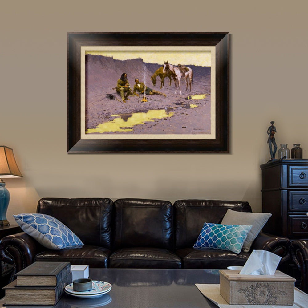 INVIN ART Framed Canvas Art Giclee Print A New Year on the Cimarron by Frederic Remington Wall Art