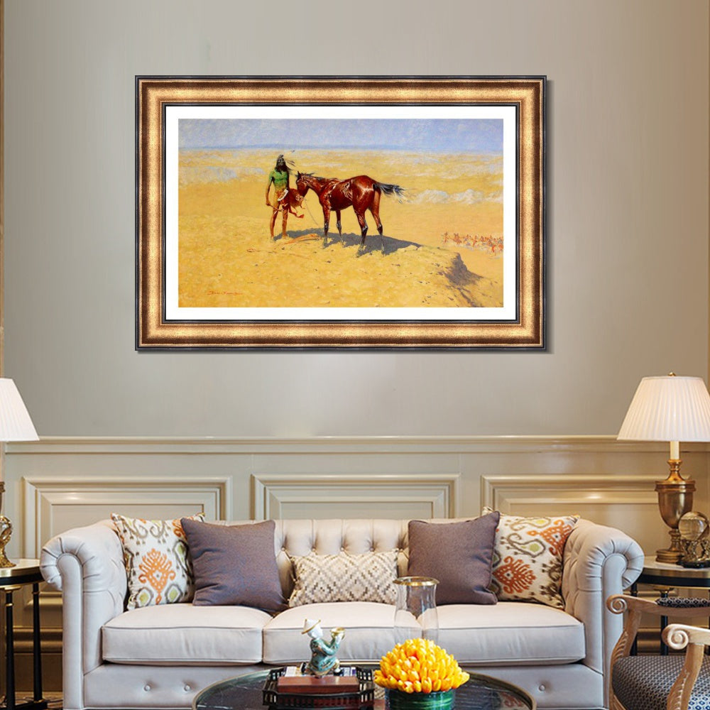 INVIN ART Framed Canvas Art Giclee Print Down,1905-1906 by Frederic Remington Wall Art
