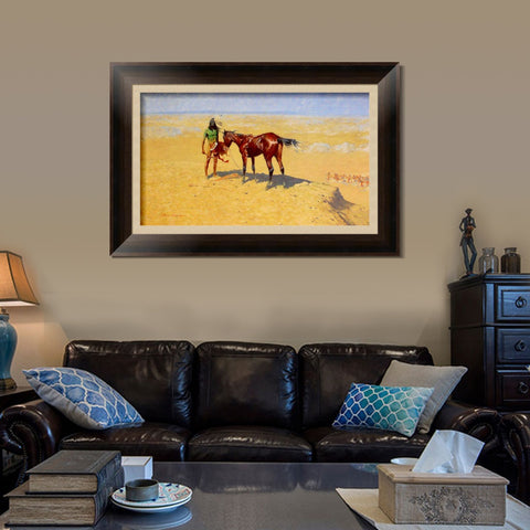 INVIN ART Framed Canvas Art Giclee Print Down,1905-1906 by Frederic Remington Wall Art Living Room Home Office Decorations