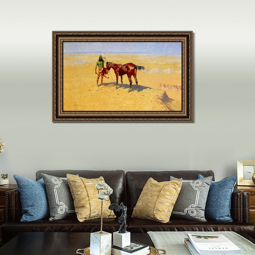 INVIN ART Framed Canvas Art Giclee Print Down,1905-1906 by Frederic Remington Wall Art