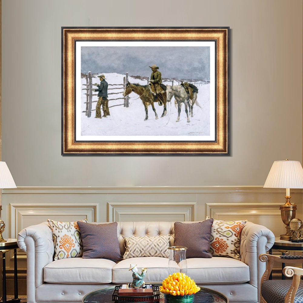 INVIN ART Framed Canvas Art Giclee Print The Fall of the Cowboy, 1895 by Frederic Remington Wall Art