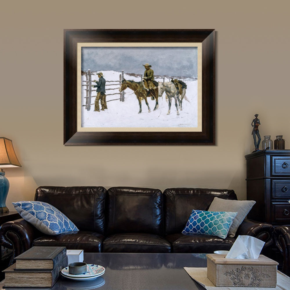 INVIN ART Framed Canvas Art Giclee Print The Fall of the Cowboy, 1895 by Frederic Remington Wall Art