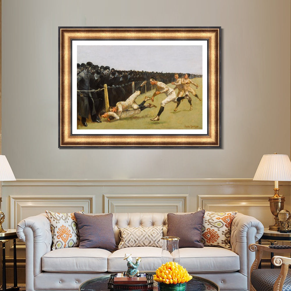INVIN ART Framed Canvas Art Giclee Print Touchdown Yale vs. Princeton by Frederic Remington Wall Art