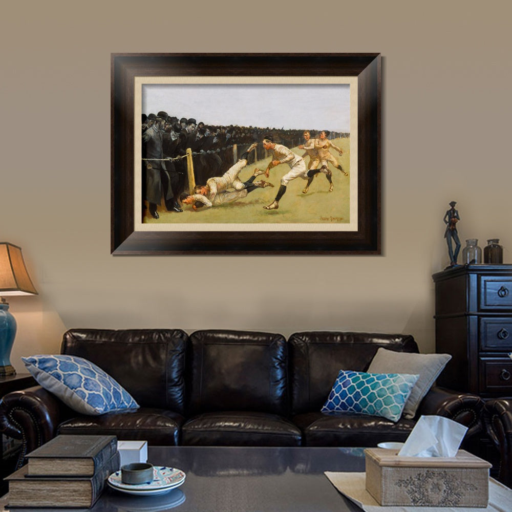 INVIN ART Framed Canvas Art Giclee Print Touchdown Yale vs. Princeton by Frederic Remington Wall Art