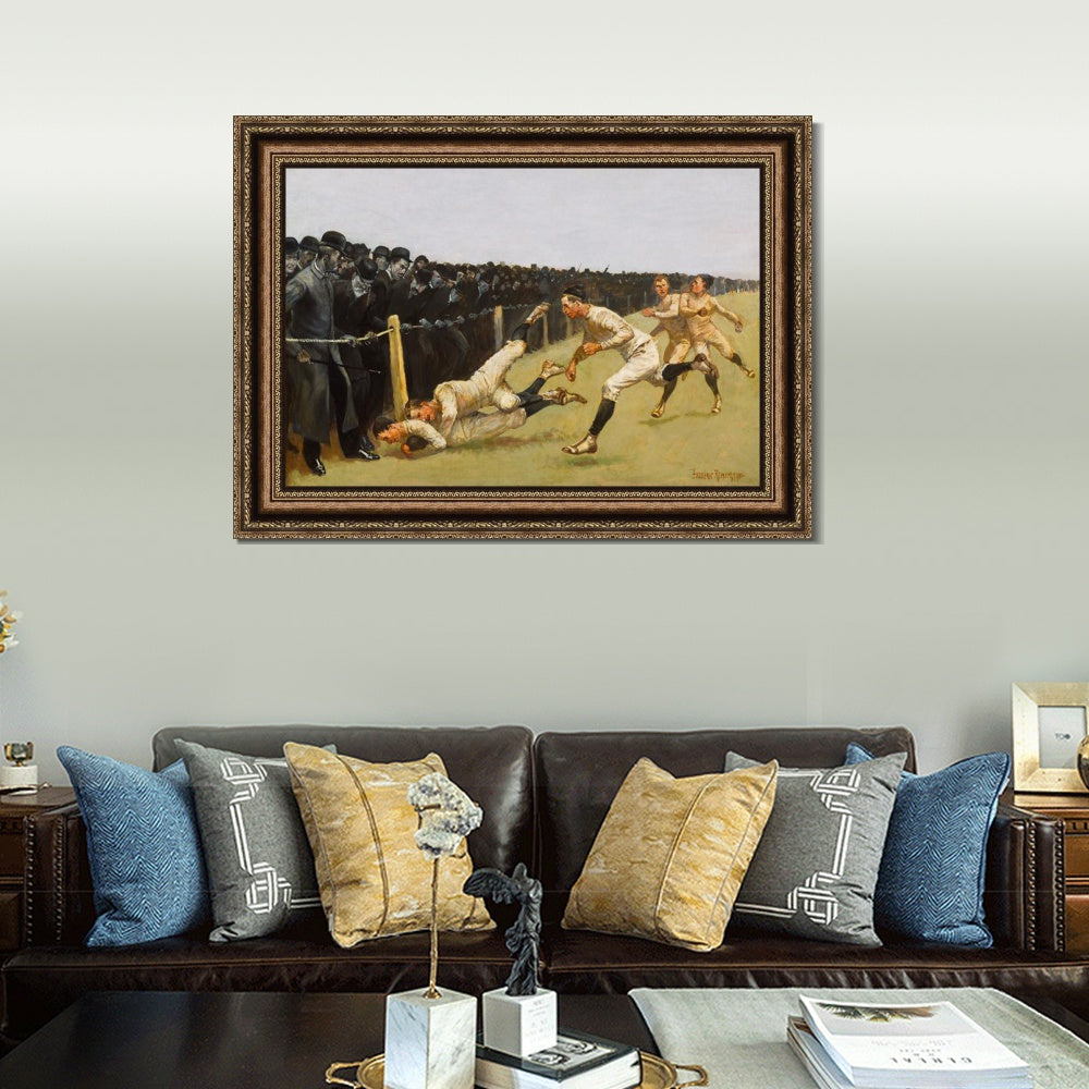 INVIN ART Framed Canvas Art Giclee Print Touchdown Yale vs. Princeton by Frederic Remington Wall Art