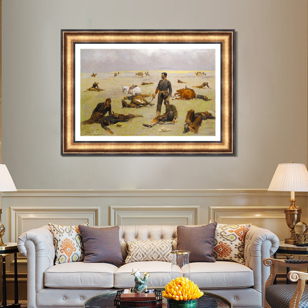 INVIN ART Framed Canvas Art Giclee Print What an Unbranded Cow Has Cost by Frederic Remington Wall Art
