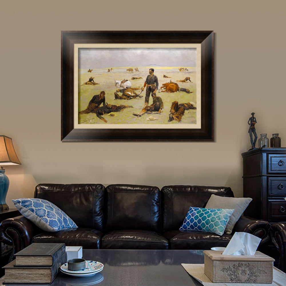 INVIN ART Framed Canvas Art Giclee Print What an Unbranded Cow Has Cost by Frederic Remington Wall Art