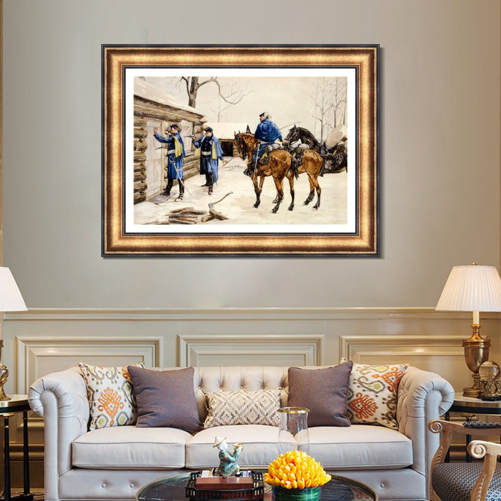 INVIN ART Framed Canvas Art Giclee Print Arresting the Deserter by Frederic Remington Wall Art