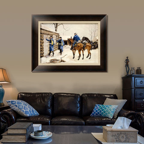 INVIN ART Framed Canvas Art Giclee Print Arresting the Deserter by Frederic Remington Wall Art Living Room Home Office Decorations