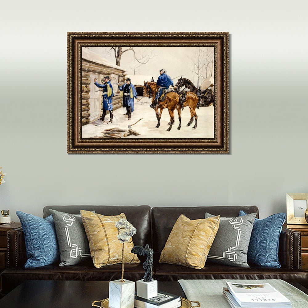 INVIN ART Framed Canvas Art Giclee Print Arresting the Deserter by Frederic Remington Wall Art