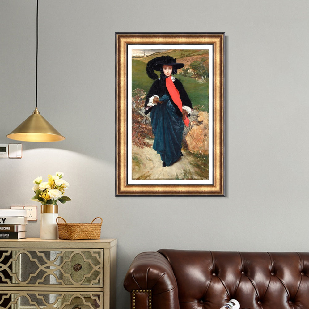 INVIN ART Framed Canvas Art Giclee Print May Sartoris by Lord Frederick Leighton Wall Art
