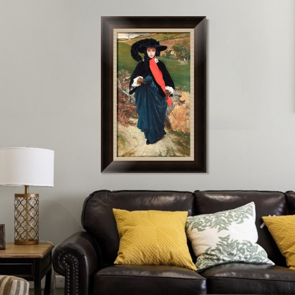 INVIN ART Framed Canvas Art Giclee Print May Sartoris by Lord Frederick Leighton Wall Art