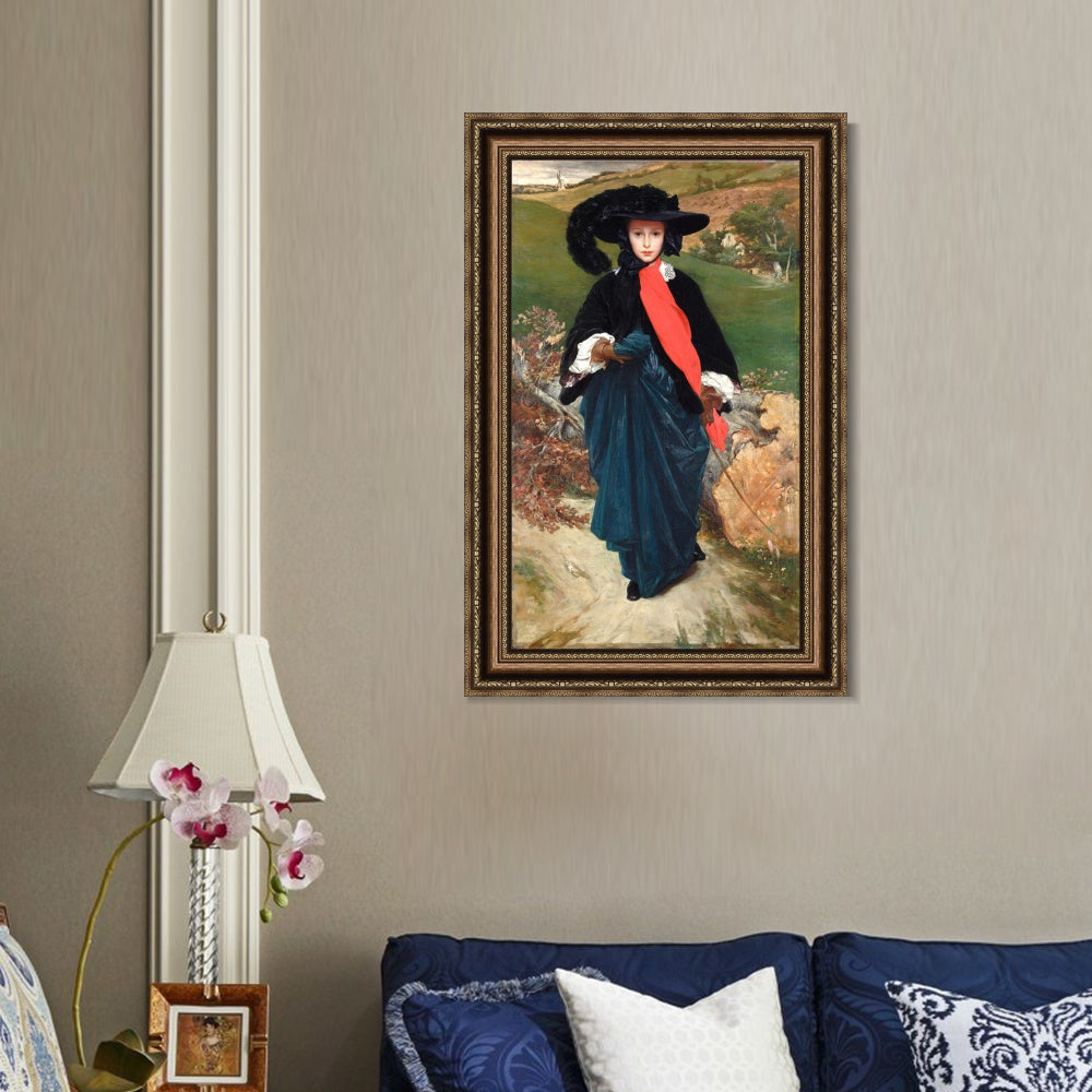 INVIN ART Framed Canvas Art Giclee Print May Sartoris by Lord Frederick Leighton Wall Art