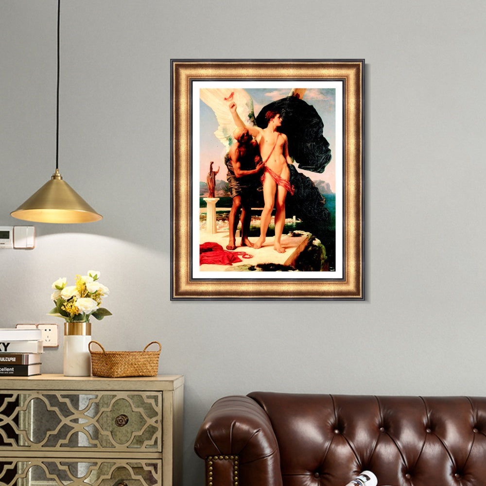 INVIN ART Framed Canvas Art Giclee Print Daedalus And Icarus by Lord Frederick Leighton Wall Art