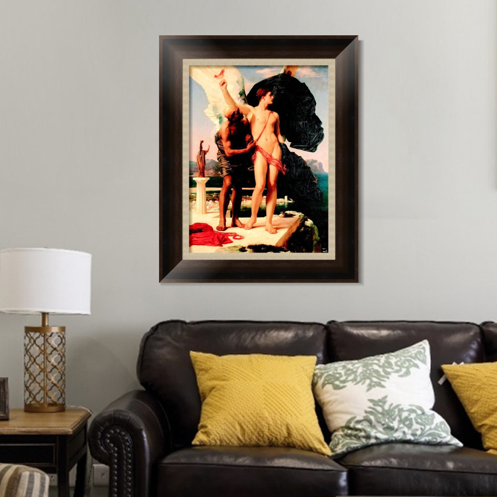 INVIN ART Framed Canvas Art Giclee Print Daedalus And Icarus by Lord Frederick Leighton Wall Art
